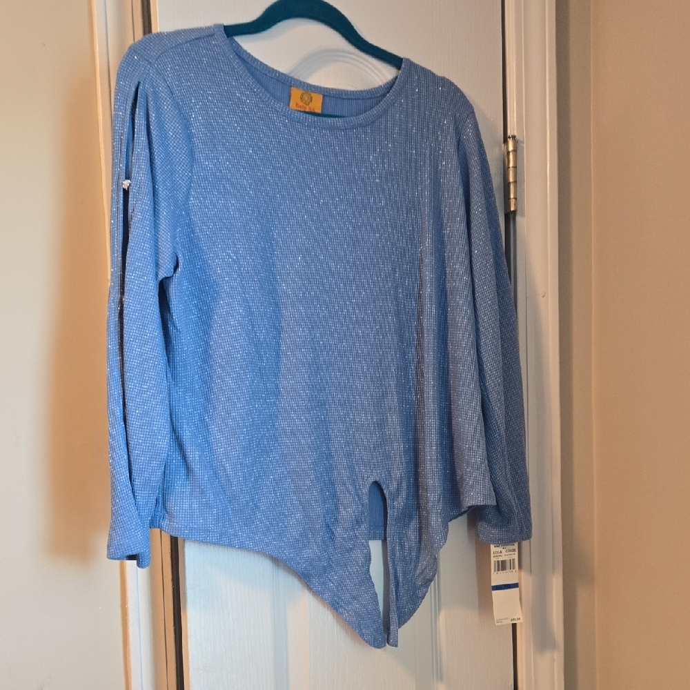 Ruby Rd. Light Blue Knit Blouse